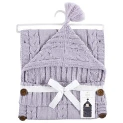 Hudson Baby Infant Girl Knitted Baby Lounge Stroller Wrap Sack, Lilac, One Size