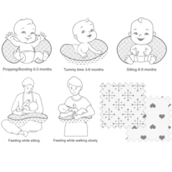 Bacati - 3 Pc Love/Hearts Gray Muslin Hugster Feeding & Infant Support Nursing Pillow With 2 Removable Zippered Covers -Chicco Kids Shop GUEST aa49ae25 4d75 49a9 84da d9e39b63a502