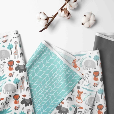 Bacati - Safari Jungle Animals Aqua Orange Gray Toddler Nap Mat 4 Bacati - Safari Jungle Animals Aqua Orange Gray Toddler Nap Mat - Image 4
