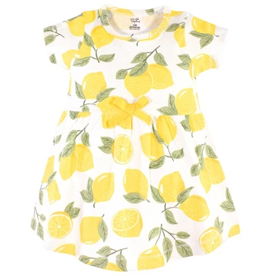 Touched By Nature Baby And Toddler Girl Organic Cotton Short-Sleeve Dresses 2pk, Lemon Tree 2 Touched By Nature Baby And Toddler Girl Organic Cotton Short-Sleeve Dresses 2pk, Lemon Tree - Image 2