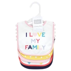 Hudson Baby Infant Girls Cotton Bibs, Girl Bold Family, One Size