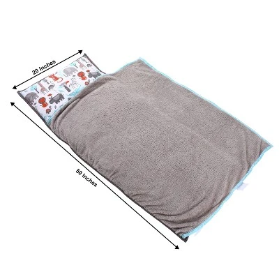 Bacati - Safari Jungle Animals Aqua Orange Gray Toddler Nap Mat 2 Bacati - Safari Jungle Animals Aqua Orange Gray Toddler Nap Mat - Image 2