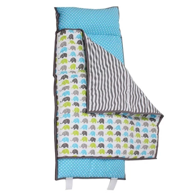 Bacati - Elephants Aqua Lime Gray Toddler Nap Mat 3 Bacati - Elephants Aqua Lime Gray Toddler Nap Mat - Image 3