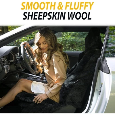 Zone Tech Genuine Sheepskin Black Car Seat Cover, Fluffy Luxury Wool Front Seat Covers, Universal Fits Car, Truck, SUV, & Van 5 Zone Tech Genuine Sheepskin Black Car Seat Cover, Fluffy Luxury Wool Front Seat Covers, Universal Fits Car, Truck, SUV, & Van - Image 5