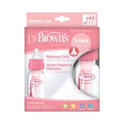 Dr. Brown's Dr. Brown's Natural Flow Anti-Colic Baby Bottles - Pink - 4oz/3pk