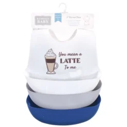 Hudson Baby Infant Boy Silicone Bibs 3pk, You Mean A Latte, One Size