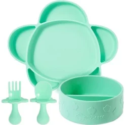 Grabease 4-Piece Stay-Put Table Set For Babies & Toddlers 6 Months & Up, Divided Bowl With Suction Bottoms Plus Self-Feeding Spoon & Fork -Chicco Kids Shop GUEST be00c98a 448e 41ff a127 9e751940f28c
