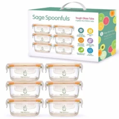 Sage Spoonfuls 6pk Durable Leakproof Glass Baby Food Storage Containers - Clear - 4oz -Chicco Kids Shop GUEST c05a1b17 d89a 47d5 976b fd5d3b8f8d9e
