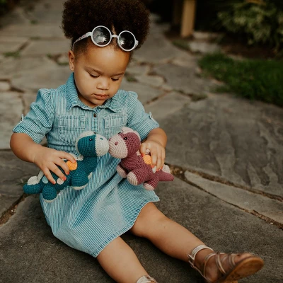 Pebble Organic Dino Rattle - Petrol Blue 2 Pebble Organic Dino Rattle - Petrol Blue - Image 2