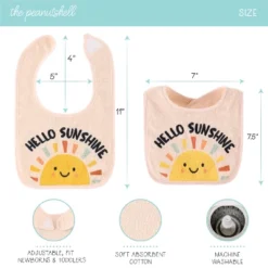 The Peanutshell Unisex Terry Bibs, 18 Pack For Feeding, Teething, Or Drooling|Neutral Foods/Hello Sunshine