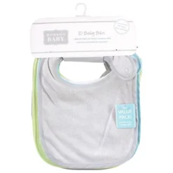 Hudson Baby Infant Boy Rayon From Bamboo Terry Bibs, Gray Mint Lime, One Size