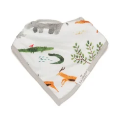 Loulou Lollipop 2pk Muslin Bandana Bib Set - Safari Jungle