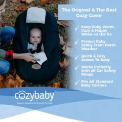 CozyBaby Original Baby And Infant Insulated Car Seat Cover With Dual Zippers And Elastic Edge With Dual Zipper Design And Pull-Over Flap, Charcoal -Chicco Kids Shop GUEST d2786e58 3d5b 4d74 8d83 6626d405be28