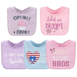 The Peanutshell Pastel Girl 10-Pack Terry Bibs In Pink, Purple And Yellow