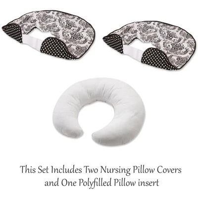 Bacati - 3 Pc Classic Damask Black Hugster Feeding & Infant Support Nursing Pillow 3 Bacati - 3 Pc Classic Damask Black Hugster Feeding & Infant Support Nursing Pillow - Image 3
