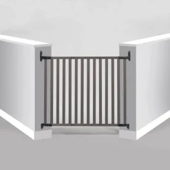 KidCo G2304 Angle Mount Safeway Top Of Stairs Quick Release Baby Gate For Blocking Stairs Or Hallways And Dividing Rooms, 42.5 X 31 Inch, Bamboo, Gray