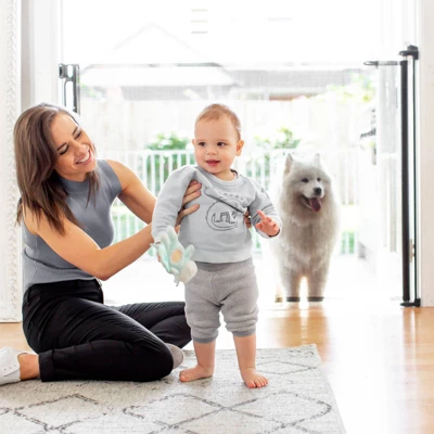 Perma Child Safety Outdoor Retractable Baby Gate 41" Extra Tall, Extends To 71" Wide, Gray 2 Perma Child Safety Outdoor Retractable Baby Gate 41" Extra Tall, Extends To 71" Wide, Gray - Image 2