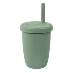 Re-Play 10 Fl Oz Silicone Straw Cup With Cleaning Brush - Sage