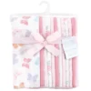 Hudson Baby Infant Girl Cotton Flannel Burp Cloths Bundle, Pastel Butterfly, One Size