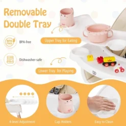 Babyjoy Baby High Chair Wooden Feeding Chair With 4-Gear Tray & Removable Cushion Beige/Grey -Chicco Kids Shop GUEST e33163e2 6a2f 4a05 bcad d6bcacf6ee8d