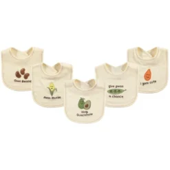 Touched By Nature Baby Organic Cotton Bibs 5pk, Guacamole, One Size