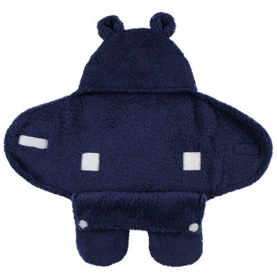 Hudson Baby Infant Boy Animal Faux Shearling Baby Outdoor Stroller Sack Wrap, Navy, One Size 2 Hudson Baby Infant Boy Animal Faux Shearling Baby Outdoor Stroller Sack Wrap, Navy, One Size - Image 2