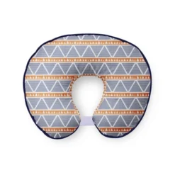 Bacati - 3 Pc Liam Aztec Orange/Navy Large Triangles Muslin Hugster Feeding & Infant Support Nursing Pillow With 2 Removable Zippered Covers