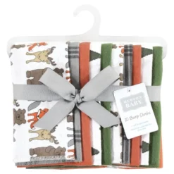Hudson Baby Infant Boy Cotton Flannel Burp Cloths, Wild Forest 10-Pack, One Size