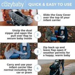 CozyBaby Cozy Cover Quilted Infant Car Seat Insulating Cover With Dual Zippers, Face Shield, And Elastic Edge For Travel During Winter Months, Black -Chicco Kids Shop GUEST fc0685b8 7526 41f5 8b76 123f9d566ed1