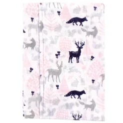 Hudson Baby Infant Girl Cotton Flannel Burp Cloths 4pk, Linocut Woodland Girl, One Size